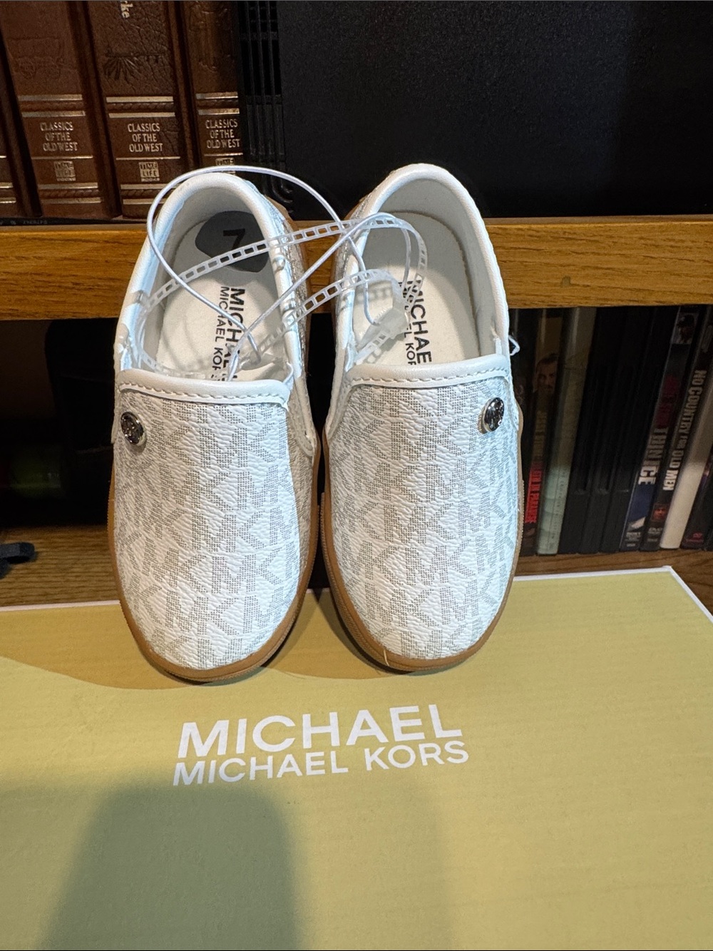 Michael Kors Kids White MK Logo Slip-On Sneakers